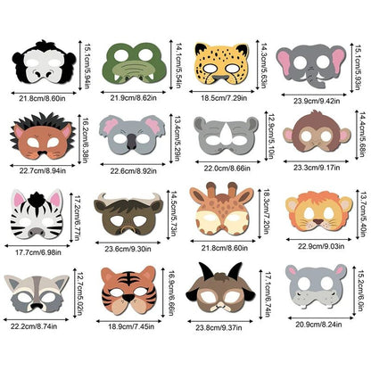 16pcs Jungle Animal Party Masks - Cake Pops Parties