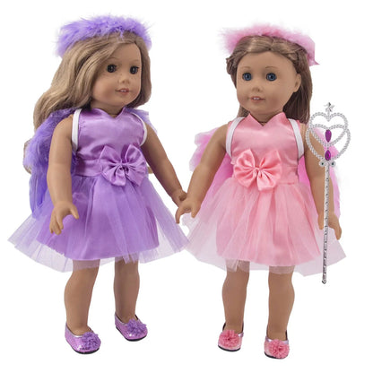 18\" American Girl Doll White and Black Angel Fairy Dress Set - Cake Pops Parties