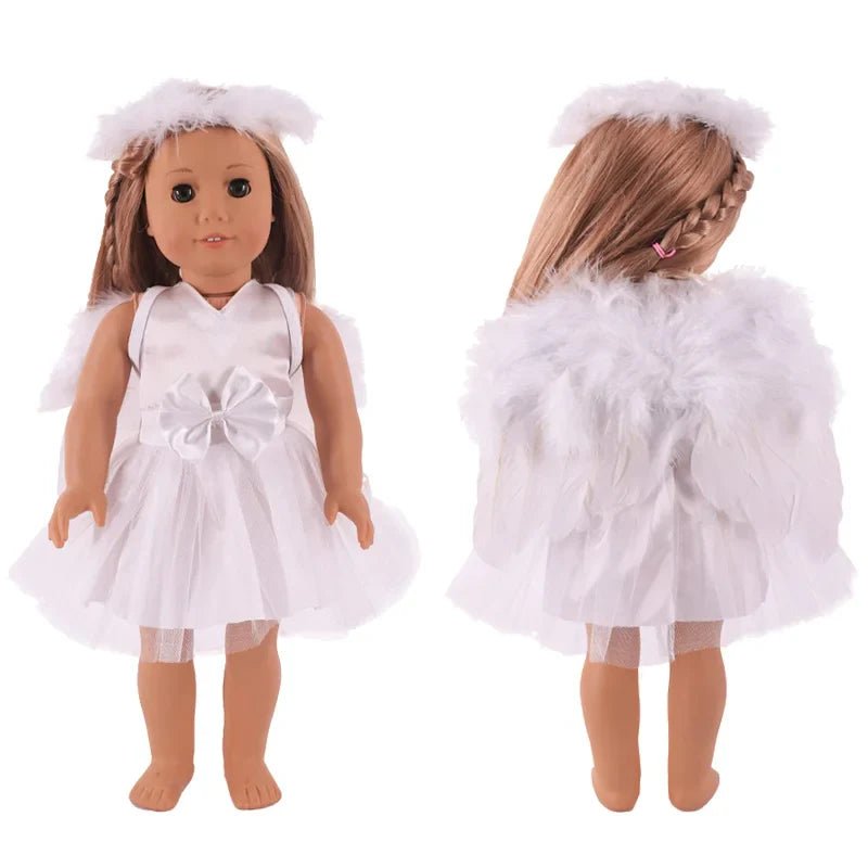 18\" American Girl Doll White and Black Angel Fairy Dress Set - Cake Pops Parties