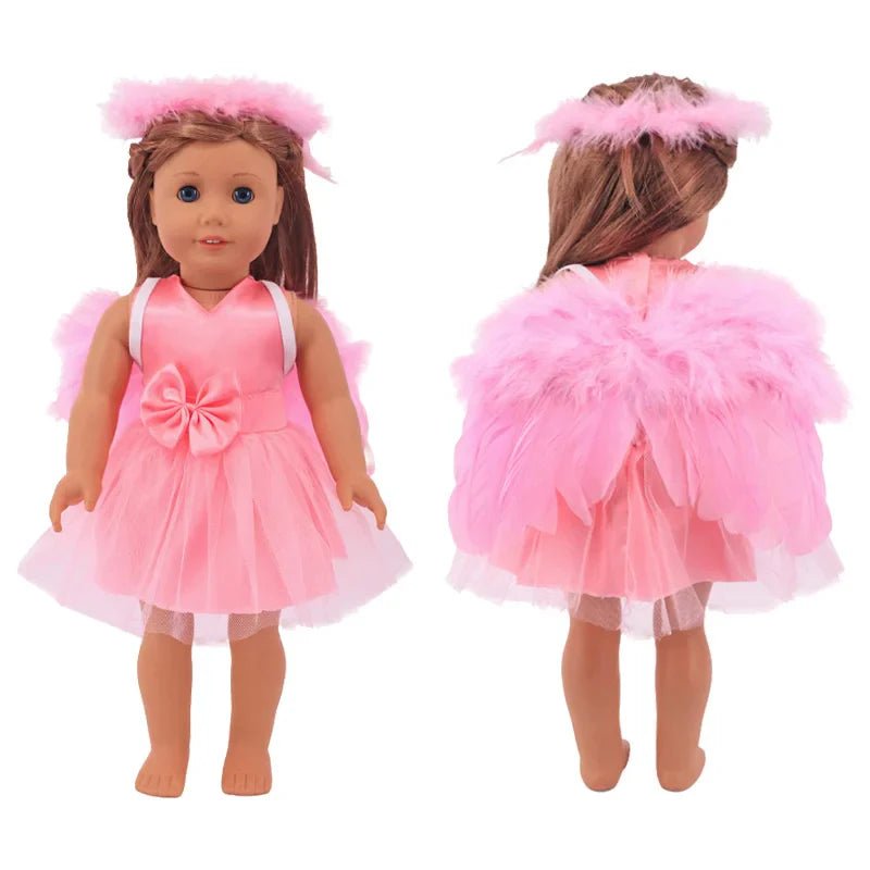 18\" American Girl Doll White and Black Angel Fairy Dress Set - Cake Pops Parties