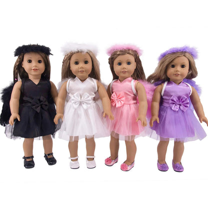 18\" American Girl Doll White and Black Angel Fairy Dress Set - Cake Pops Parties