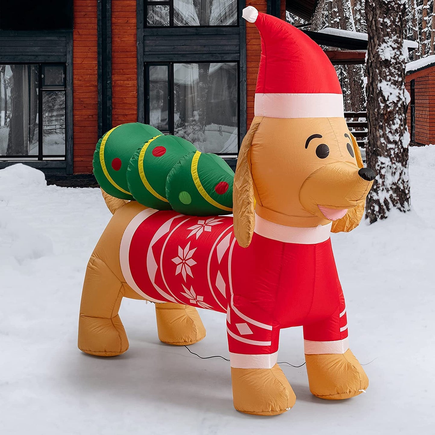Décoration d'arbre de Noël en forme de chien saucisse de 7 pieds
