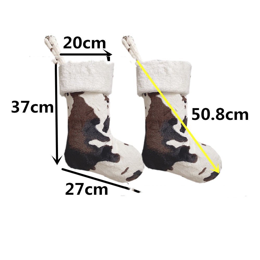 20 - inch Plush Christmas Stockings - Cow Pattern - Cake Pops Parties