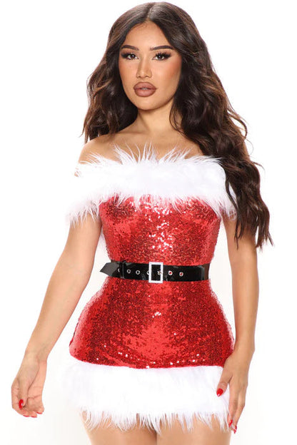 Costume de Noël rouge taille haute