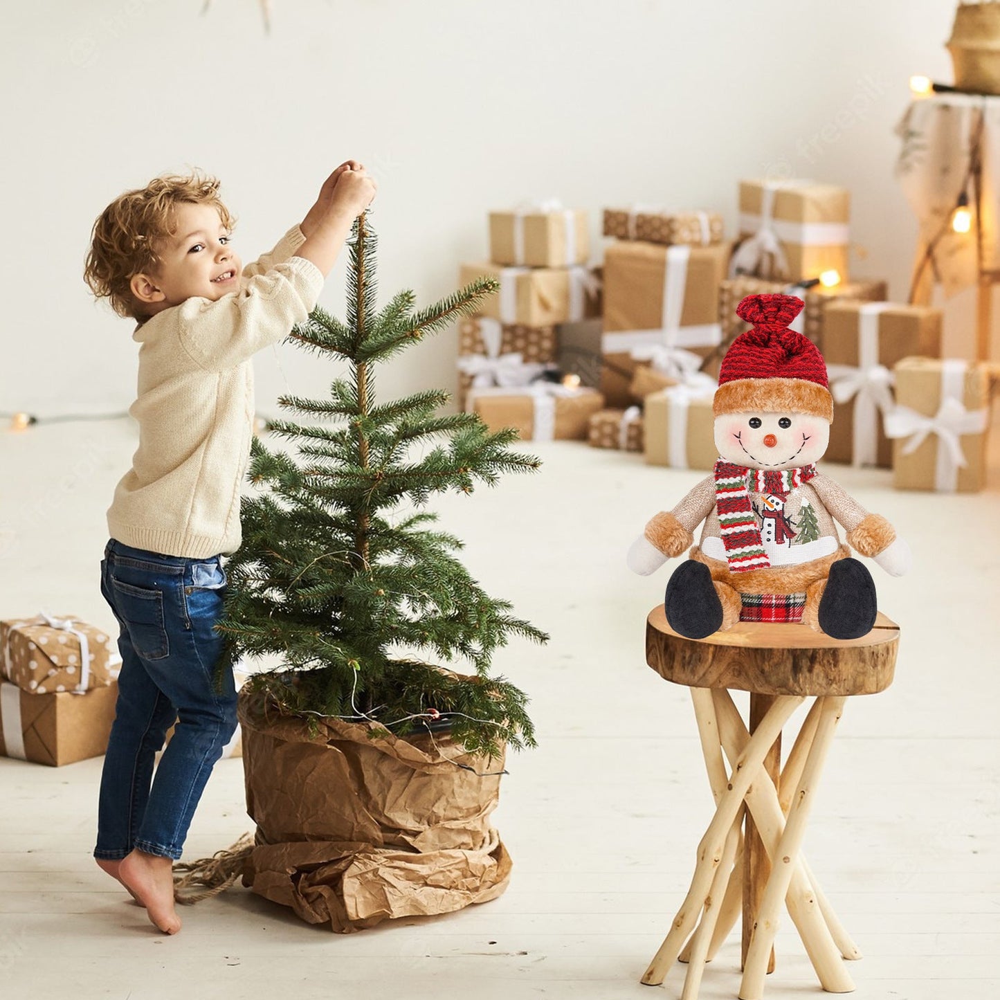 Décoration de poupée bonhomme de neige de Noël