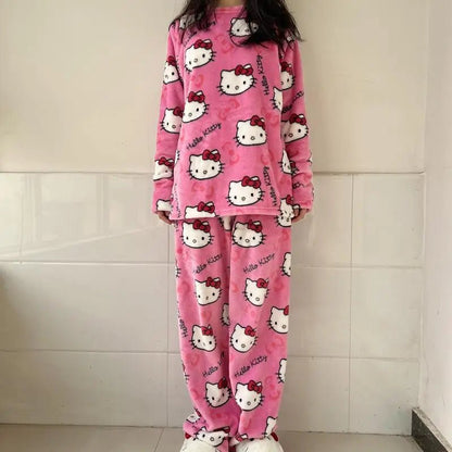 2Pc Hello Kitty Y2K Pajama Set | Anime Couple Loungewear Gift - Cake Pops Parties