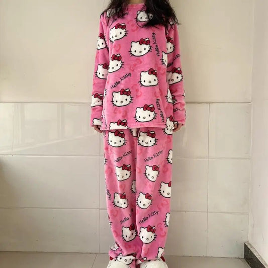 2Pc Hello Kitty Y2K Pajama Set | Anime Couple Loungewear Gift - Cake Pops Parties
