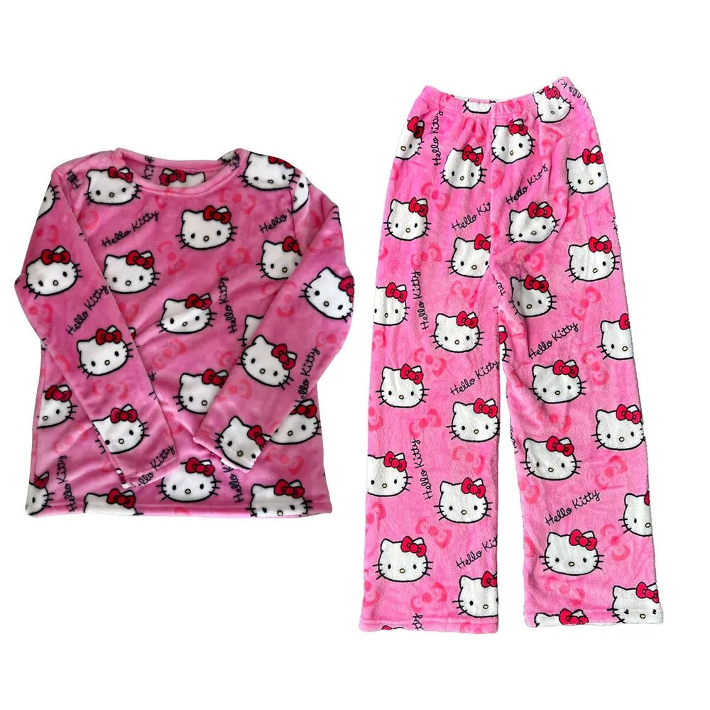 2Pc Hello Kitty Y2K Pajama Set | Anime Couple Loungewear Gift - Cake Pops Parties