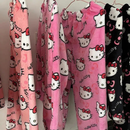 2Pc Hello Kitty Y2K Pajama Set | Anime Couple Loungewear Gift - Cake Pops Parties