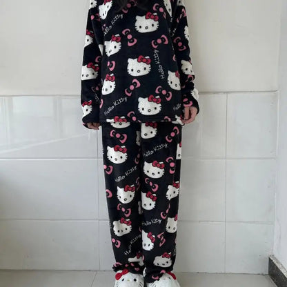 2Pc Hello Kitty Y2K Pajama Set | Anime Couple Loungewear Gift - Cake Pops Parties