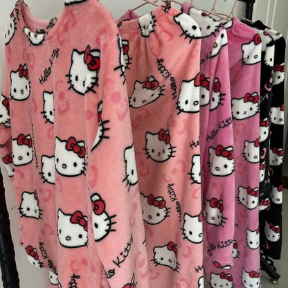 2Pc Hello Kitty Y2K Pajama Set | Anime Couple Loungewear Gift - Cake Pops Parties