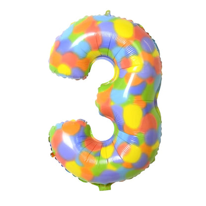 32 - Inch Rainbow Dots Foil Number Balloons - Cake Pops Parties