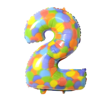 32 - Inch Rainbow Dots Foil Number Balloons - Cake Pops Parties