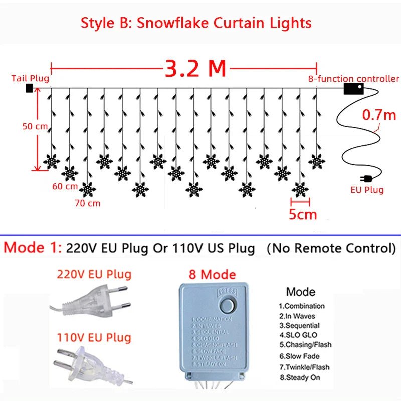 32M LED Christmas Curtain Lights 8 Modes - Cake Pops Parties