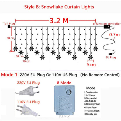 32M LED Christmas Curtain Lights 8 Modes - Cake Pops Parties