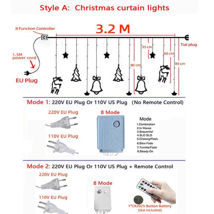 32M LED Christmas Curtain Lights 8 Modes - Cake Pops Parties