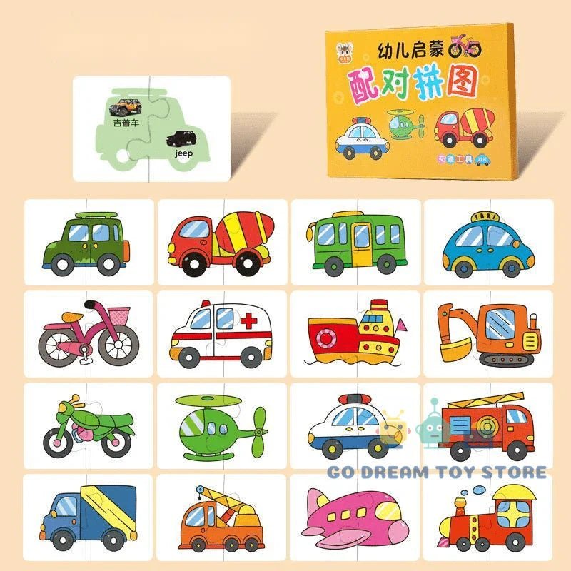 32Pcs Toddler Matching Cards - Educational Animal Puzzle Toys - Cake Pops Parties