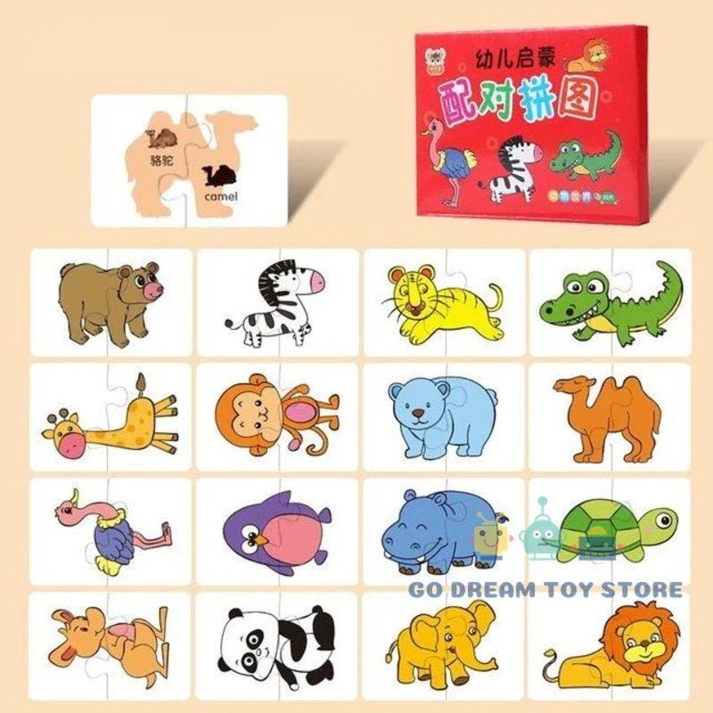 32Pcs Toddler Matching Cards - Educational Animal Puzzle Toys - Cake Pops Parties