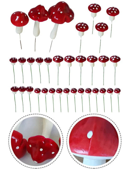 33pcs Small Toadstools Mushrooms Garden Fairies - Cake Pops Parties
