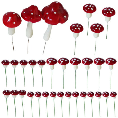 33pcs Small Toadstools Mushrooms Garden Fairies - Cake Pops Parties