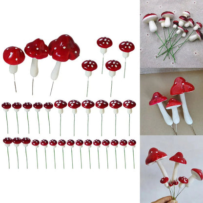 33pcs Small Toadstools Mushrooms Garden Fairies - Cake Pops Parties