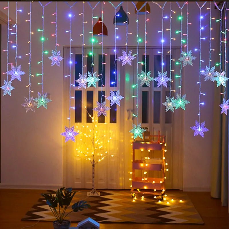 35M LED Snowflake Curtain String Lights - Cake Pops Parties