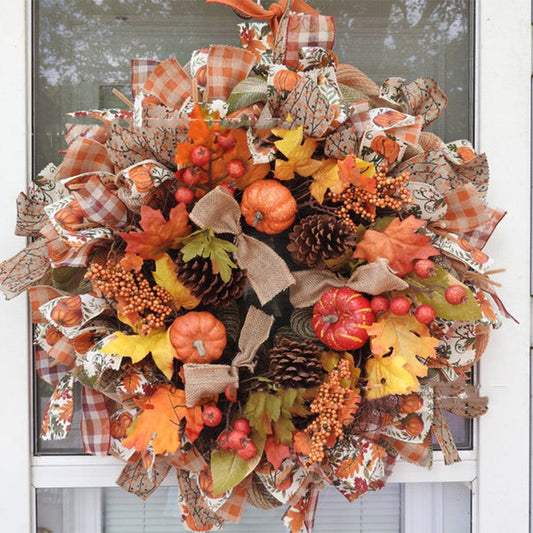 Couronne de citrouilles d'Halloween avec chat noir