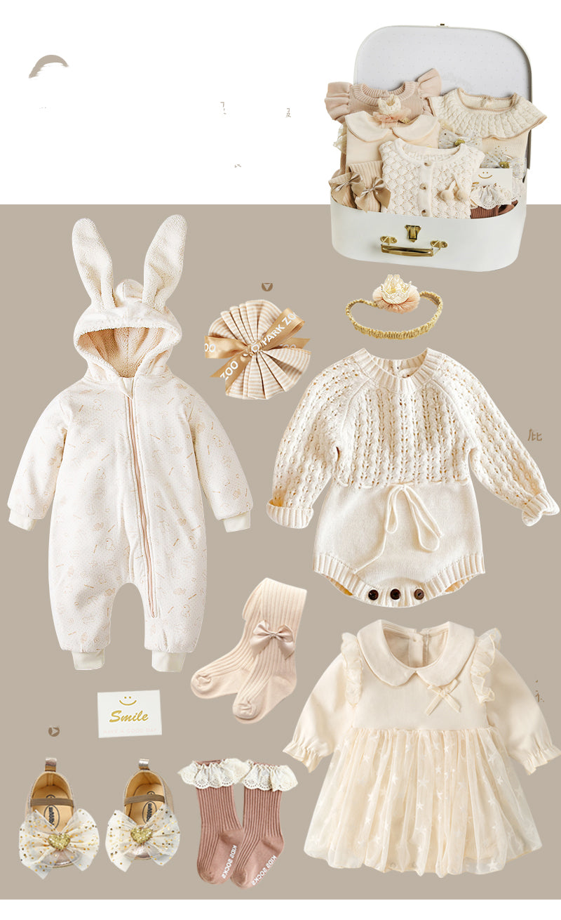 Ensemble 8 pièces en coton pour bébé fille
