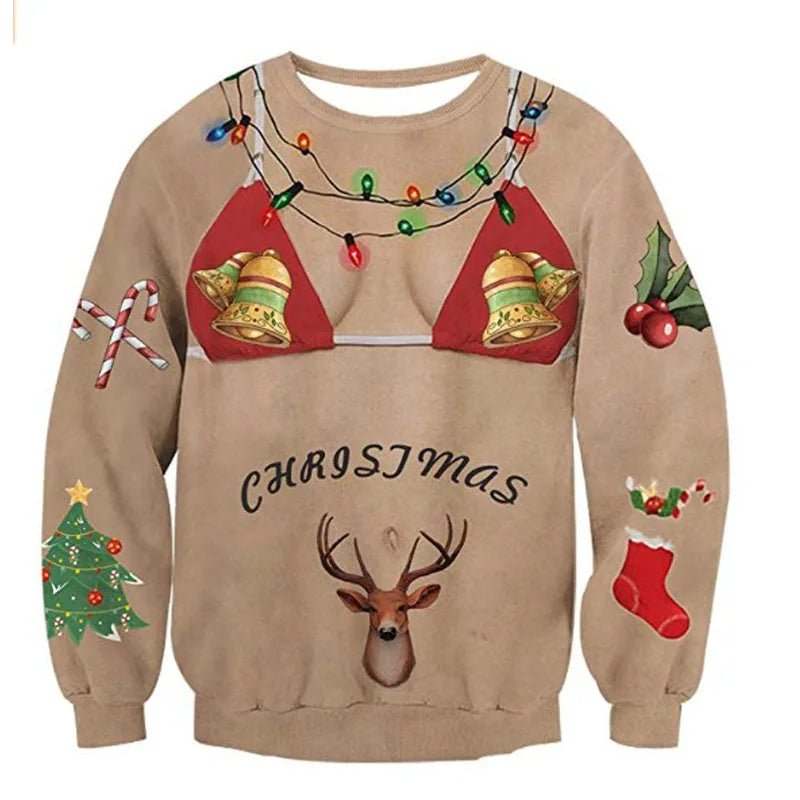 3D Funny Print Christmas Sweater - Cake Pops Parties