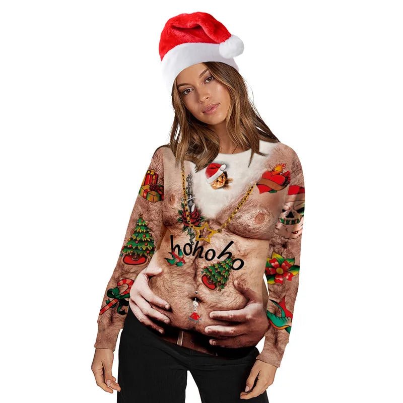 3D Funny Print Christmas Sweater - Cake Pops Parties