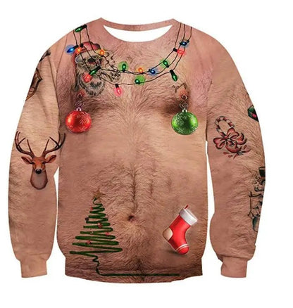 3D Funny Print Christmas Sweater - Cake Pops Parties