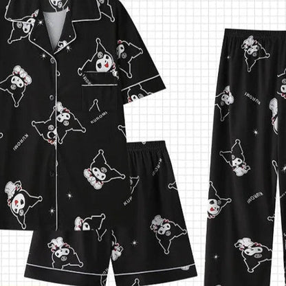 3Pc Hello Kitty Women's Pajama Set | Summer Kawaii Sleepwear Suits - Cake Pops Parties