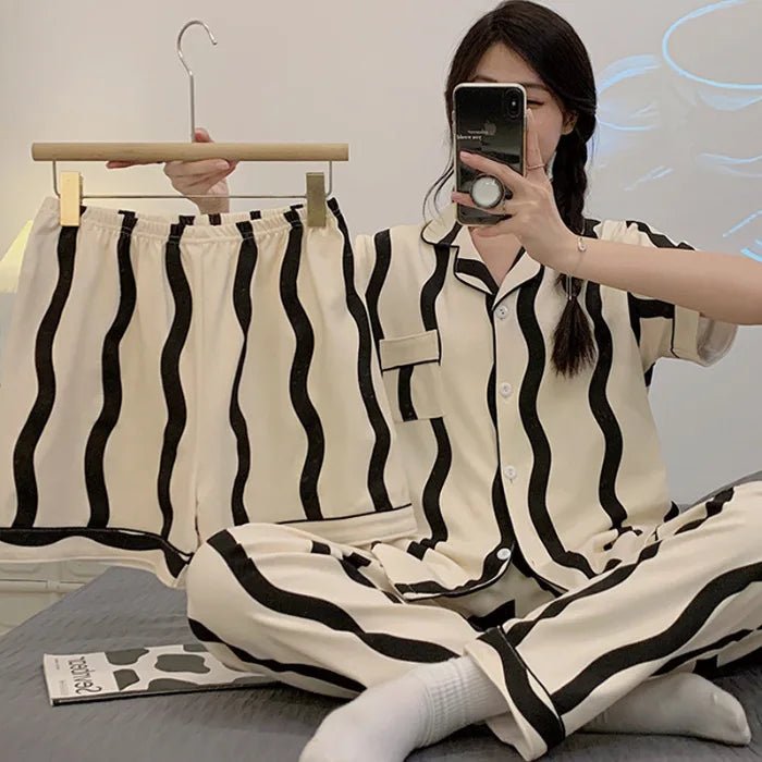 3Pc Hello Kitty Women's Pajama Set | Summer Kawaii Sleepwear Suits - Cake Pops Parties