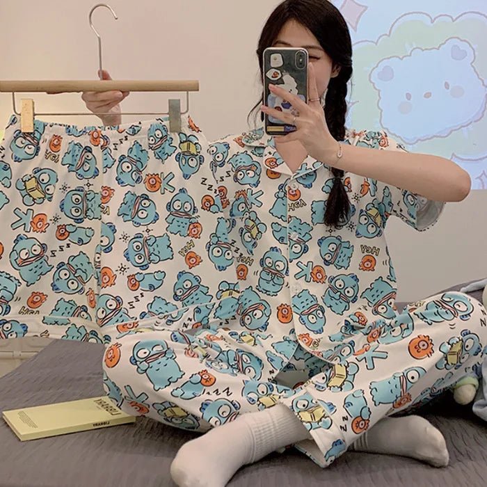 3Pc Hello Kitty Women's Pajama Set | Summer Kawaii Sleepwear Suits - Cake Pops Parties