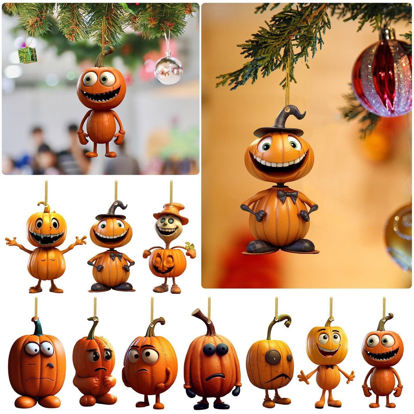 Décoration de voiture à suspendre en forme de citrouille d'Halloween