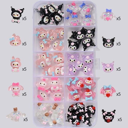 50PCS Hello Kitty Kuromi 3D Nail Charms Resin DIY Accessories - Cake Pops Parties