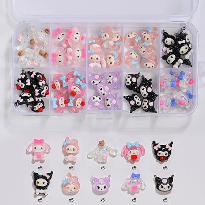 50PCS Hello Kitty Kuromi 3D Nail Charms Resin DIY Accessories - Cake Pops Parties