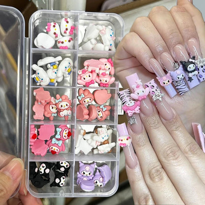 50PCS Hello Kitty Kuromi 3D Nail Charms Resin DIY Accessories - Cake Pops Parties