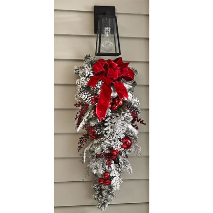 Couronne de Noël floquée rouge de qualité supérieure