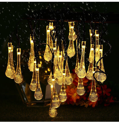 Guirlandes solaires LED en forme de goutte d'eau pour les fêtes