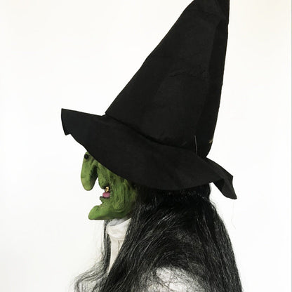 Masque de sorcière grimaçant aux cheveux longs