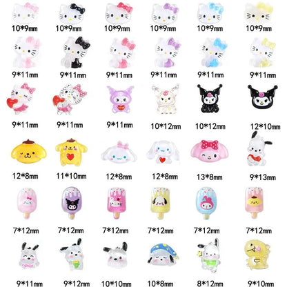 70PCS Hello Kitty Nail Charms Sanrio DIY Rhinestone Manicure - Cake Pops Parties