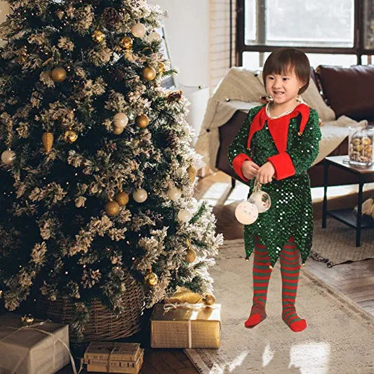 Costumes d'elfes à paillettes mignons pour les enfants de Noël
