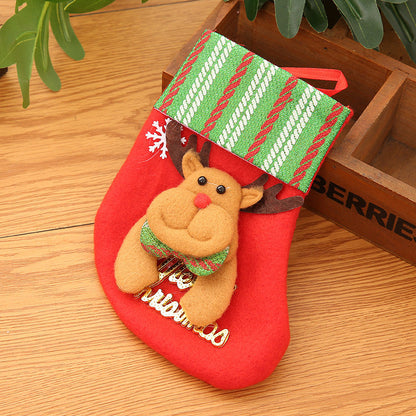 Sac de Noël avec chaussettes dorées