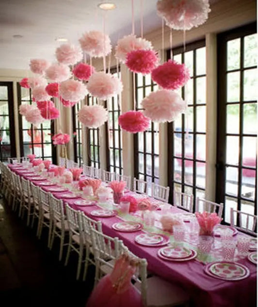 Lot de pompons décoratifs de fête en papier de soie de 15 cm