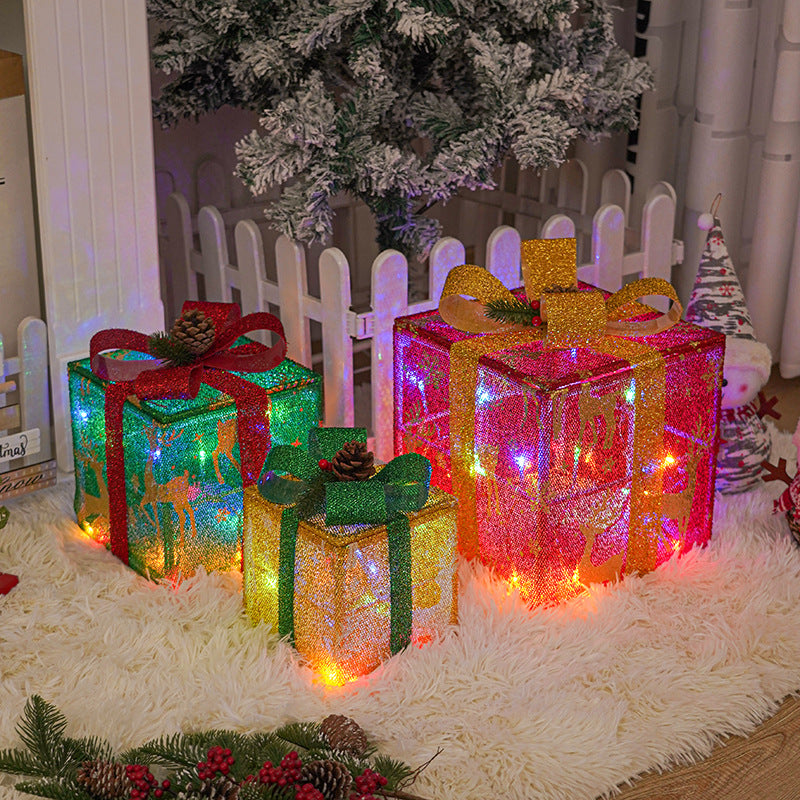 Coffret de coffrets cadeaux de Noël illuminés pour l'extérieur