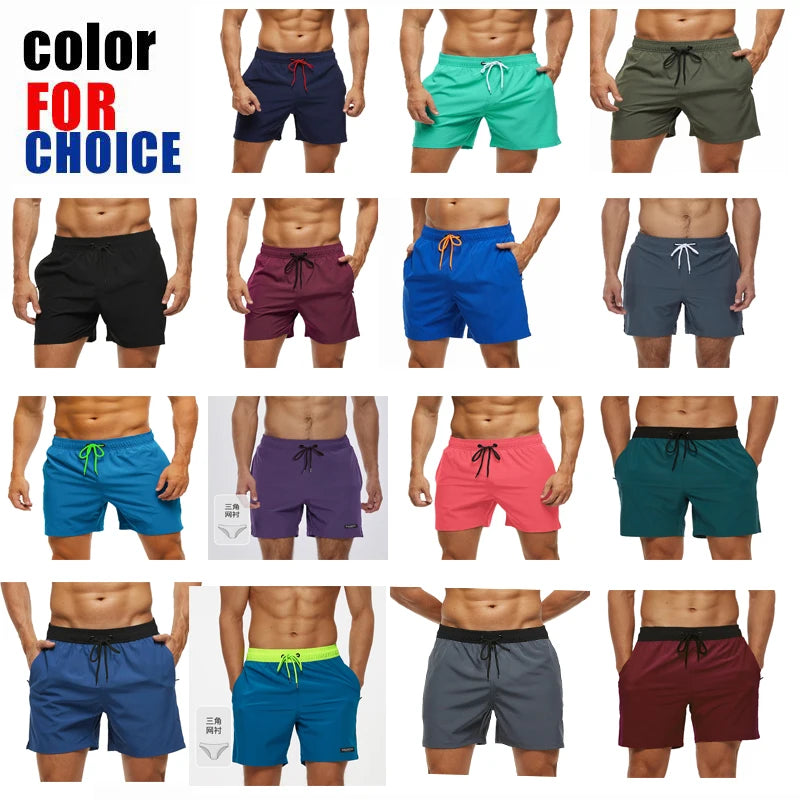 Grid of men wearing colorful swim shorts with text 'Color for Choice' at the top.