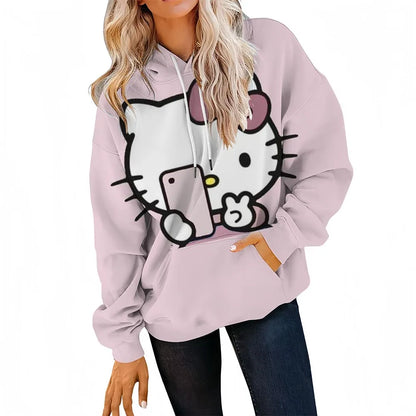 Light purple hoodie with cartoon character design on a white background