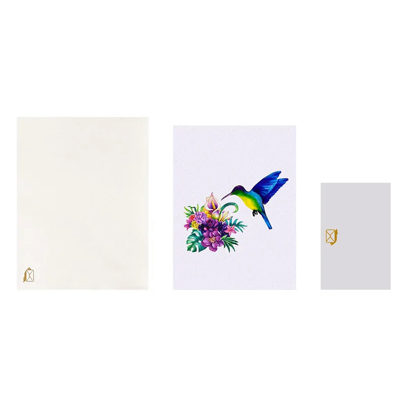 Carte de vœux pop-up 3D Colibri bleu