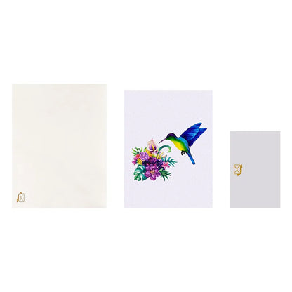 Carte de vœux pop-up 3D Colibri bleu